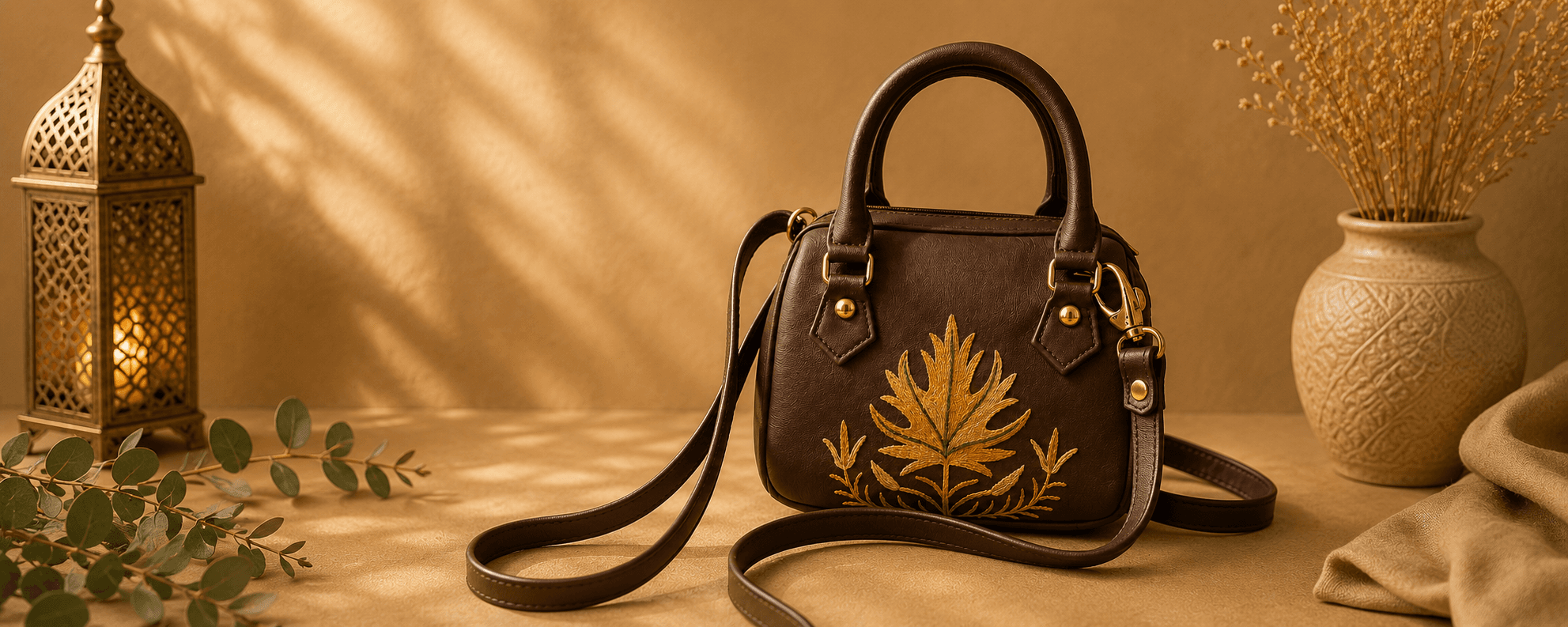 Poshte handcrafted embroidered bag banner