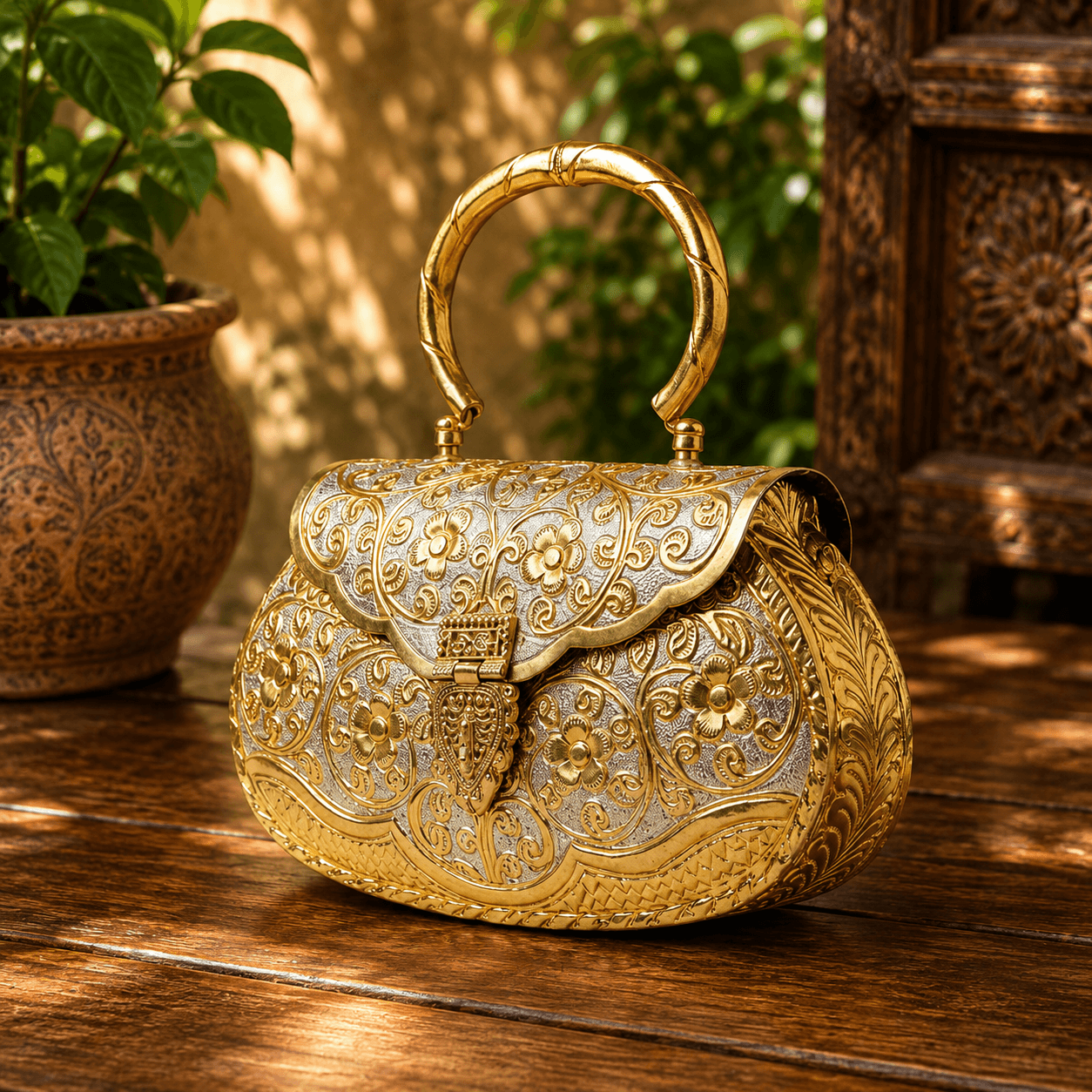 Brass handcrafted Poshte' bag for global business sourcing